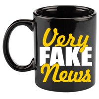 Very Fake News Black & Gold Script 11oz C Handle Ceramic Mug