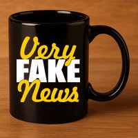 Very Fake News Black & Gold Script 11oz C Handle Ceramic Mug