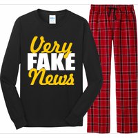 Very Fake News Black & Gold Script Long Sleeve Pajama Set