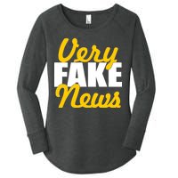 Very Fake News Black & Gold Script Women's Perfect Tri Tunic Long Sleeve Shirt