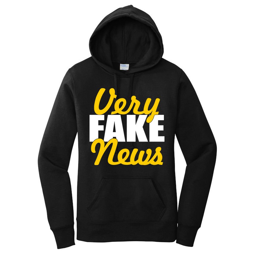 Very Fake News Black & Gold Script Women's Pullover Hoodie