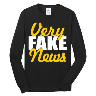 Very Fake News Black & Gold Script Tall Long Sleeve T-Shirt