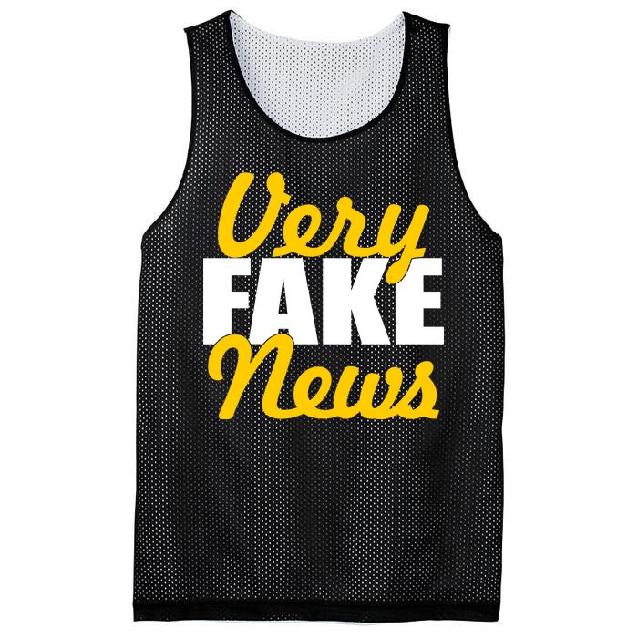 Very Fake News Black & Gold Script Mesh Reversible Basketball Jersey Tank