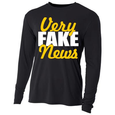 Very Fake News Black & Gold Script Cooling Performance Long Sleeve Crew