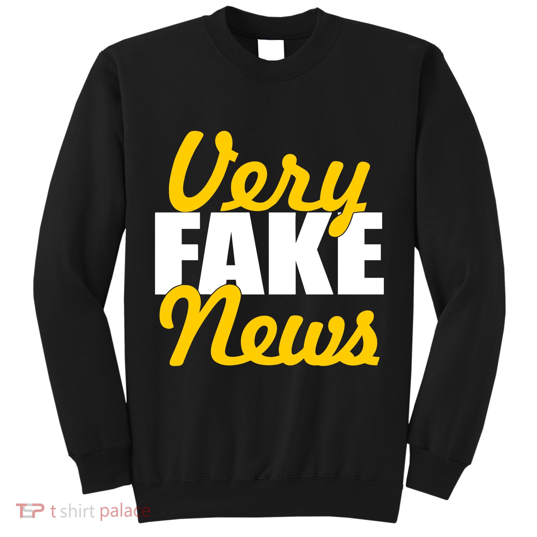 Very Fake News Black & Gold Script Tall Sweatshirt