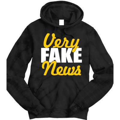 Very Fake News Black & Gold Script Tie Dye Hoodie