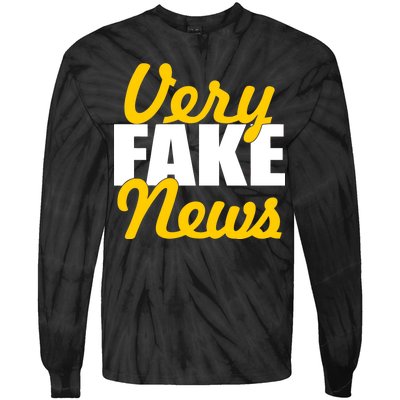 Very Fake News Black & Gold Script Tie-Dye Long Sleeve Shirt