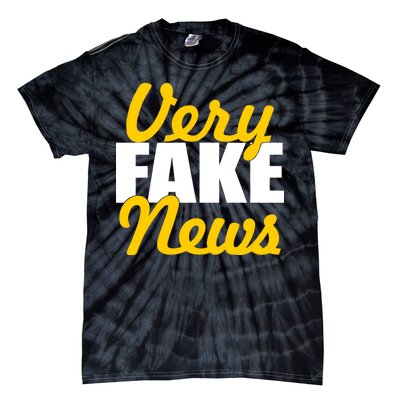 Very Fake News Black & Gold Script Tie-Dye T-Shirt