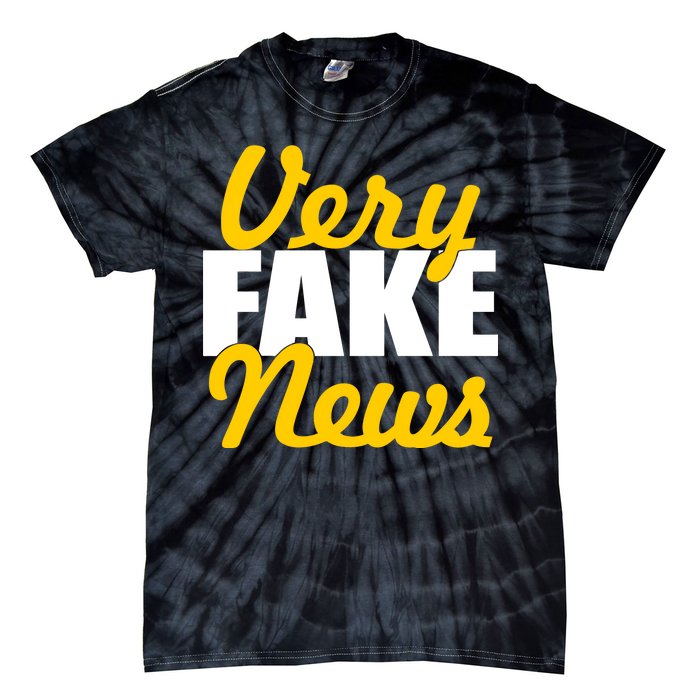 Very Fake News Black & Gold Script Tie-Dye T-Shirt