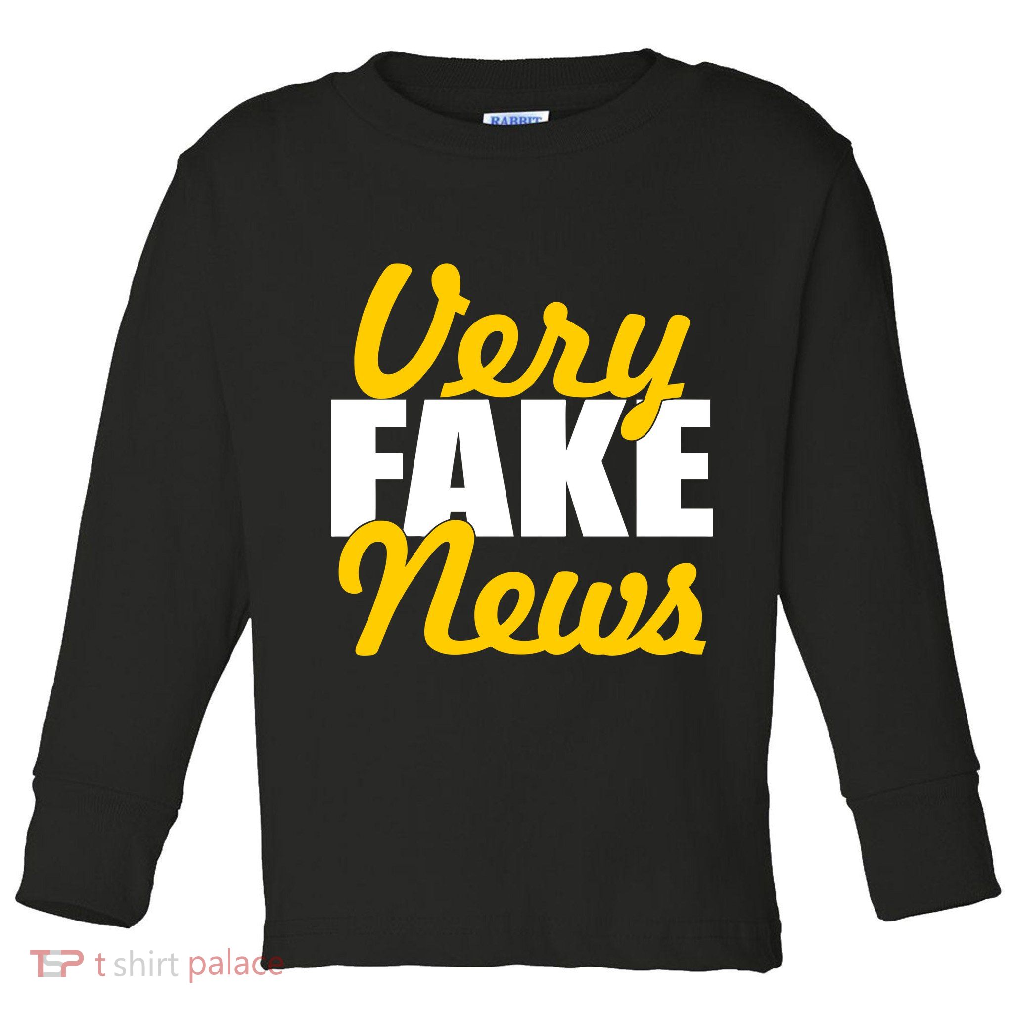 Very Fake News Black & Gold Script Toddler Long Sleeve Shirt