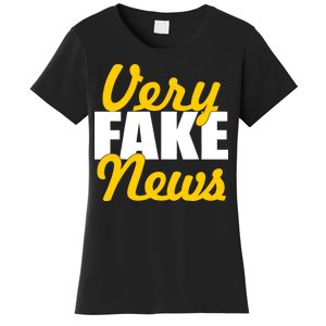 Very Fake News Black & Gold Script Women's T-Shirt