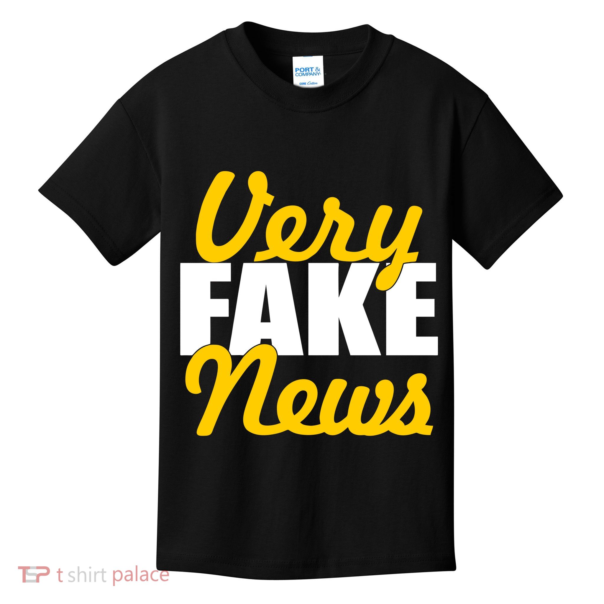 Very Fake News Black & Gold Script Kids T-Shirt