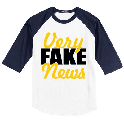 Very Fake News Black & Gold Script Baseball Sleeve Shirt