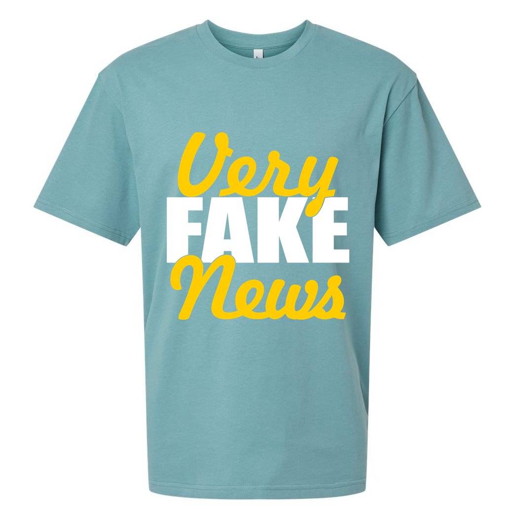 Very Fake News Black & Gold Script Sueded Cloud Jersey T-Shirt