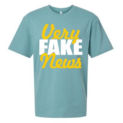 Very Fake News Black & Gold Script Sueded Cloud Jersey T-Shirt