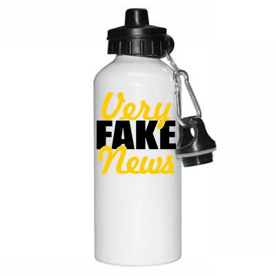 Very Fake News Black & Gold Script Aluminum Water Bottle 