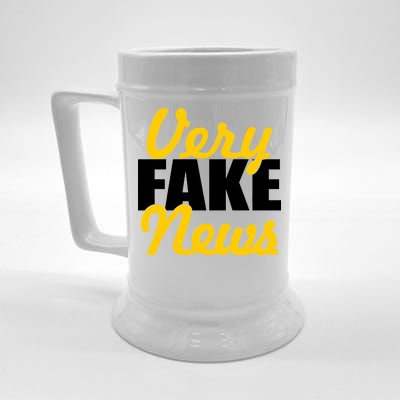 Very Fake News Black & Gold Script Beer Stein