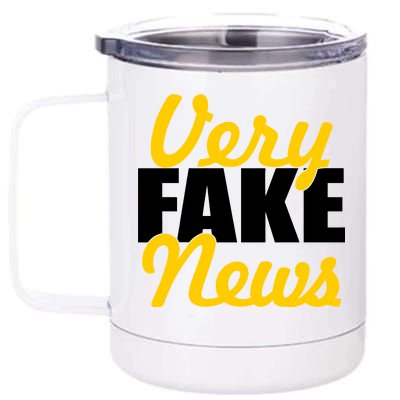 Very Fake News Black & Gold Script 12 oz Stainless Steel Tumbler Cup