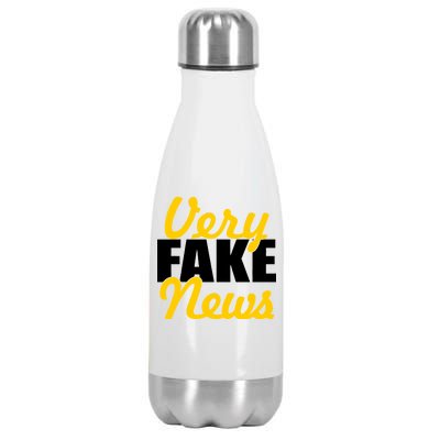 Very Fake News Black & Gold Script Stainless Steel Insulated Water Bottle