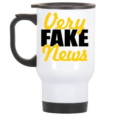 Very Fake News Black & Gold Script Stainless Steel Travel Mug