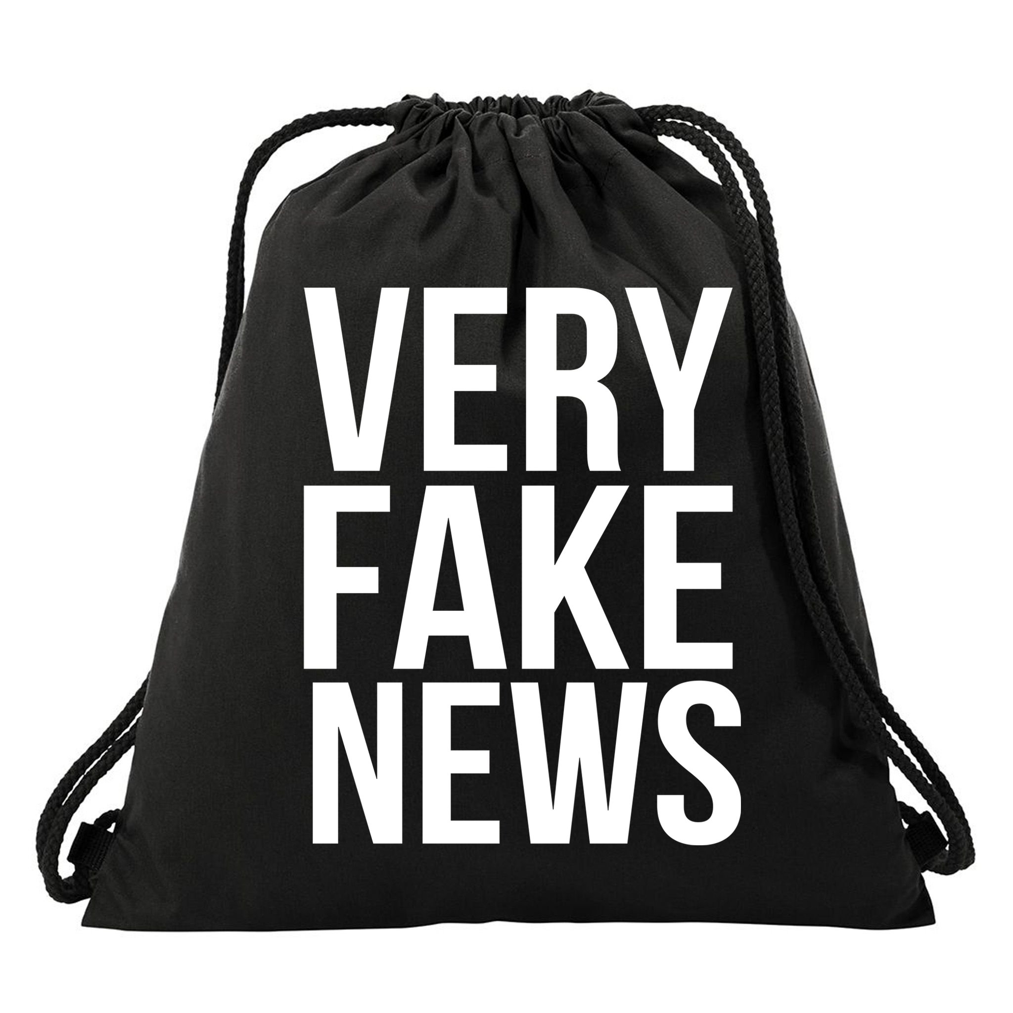 Very Fake News Funny Donald Trump Drawstring Bag
