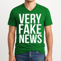 Very Fake News Funny Donald Trump V-Neck T-Shirt