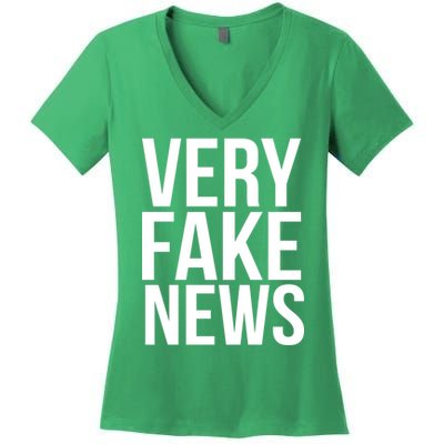 Very Fake News Funny Donald Trump Women's V-Neck T-Shirt