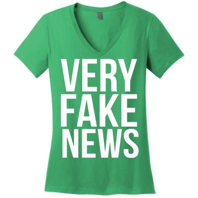 Very Fake News Funny Donald Trump Women's V-Neck T-Shirt