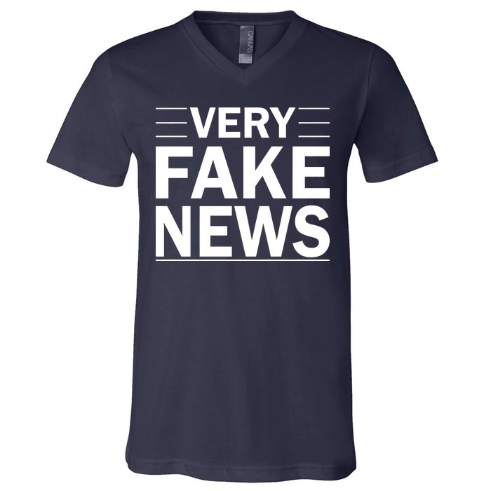 Very Fake News Funny Political V-Neck T-Shirt