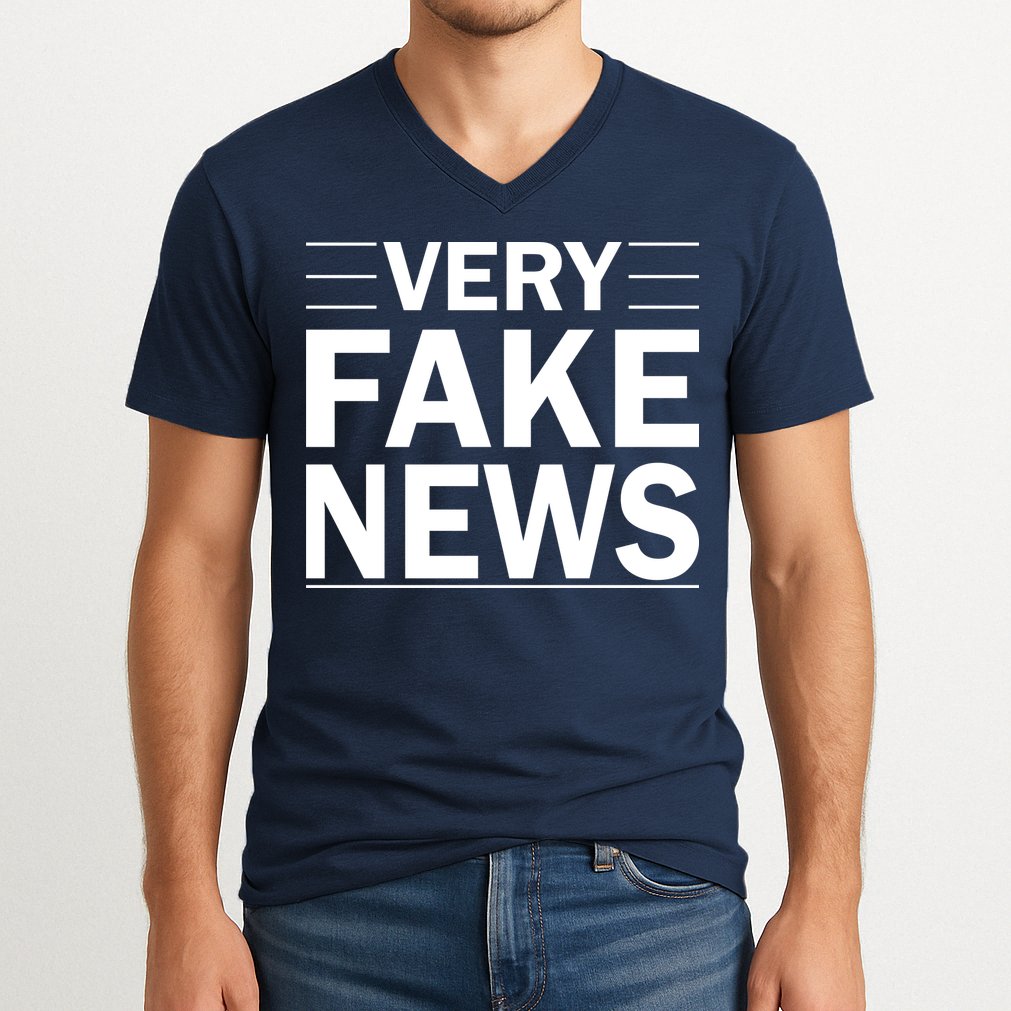 Very Fake News Funny Political V-Neck T-Shirt