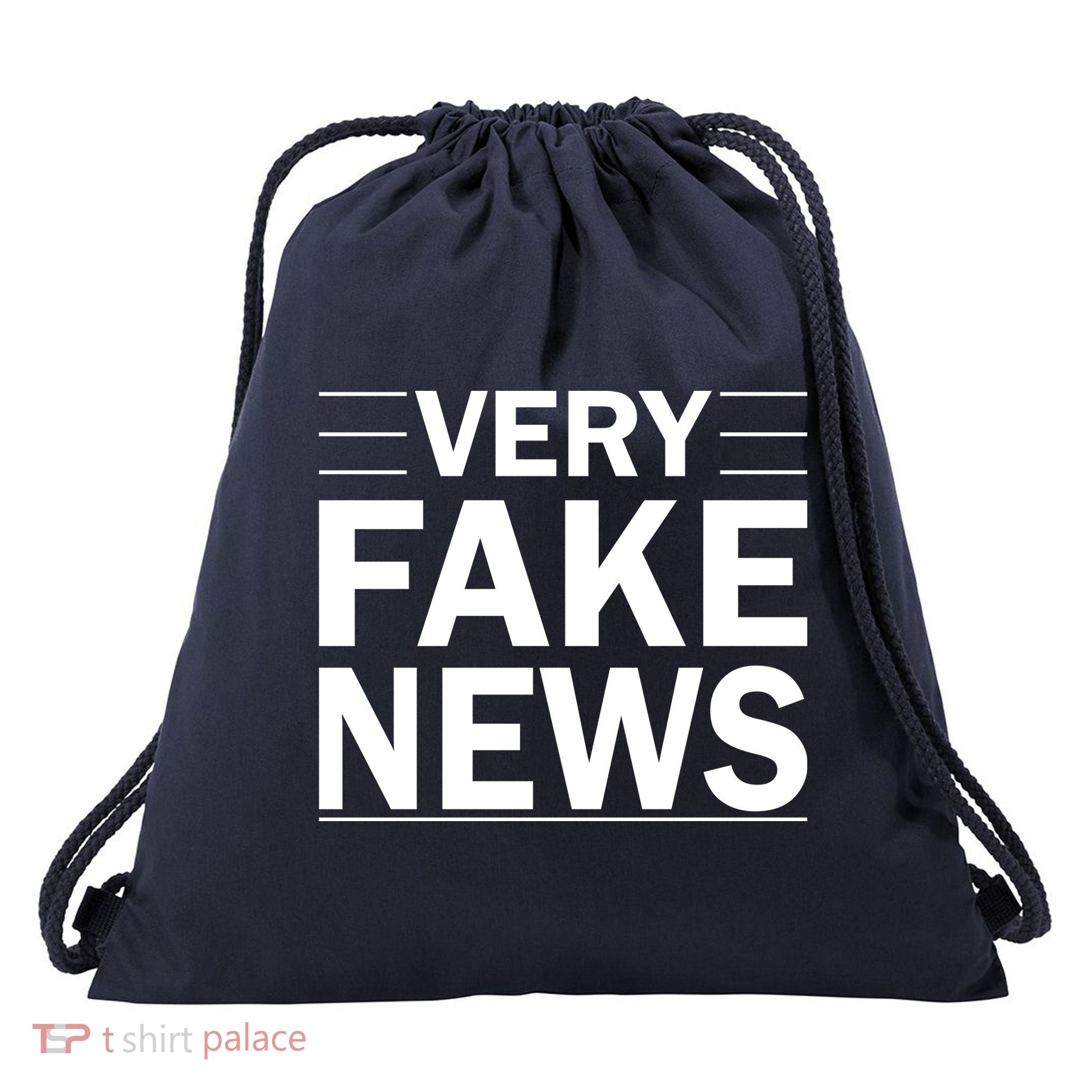 Very Fake News Funny Political Drawstring Bag