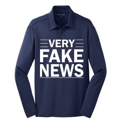 Very Fake News Funny Political Silk Touch Performance Long Sleeve Polo