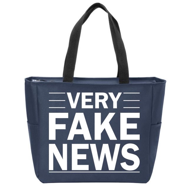 Very Fake News Funny Political Zip Tote Bag