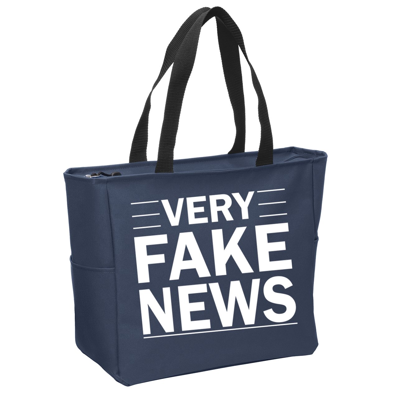 Very Fake News Funny Political Zip Tote Bag