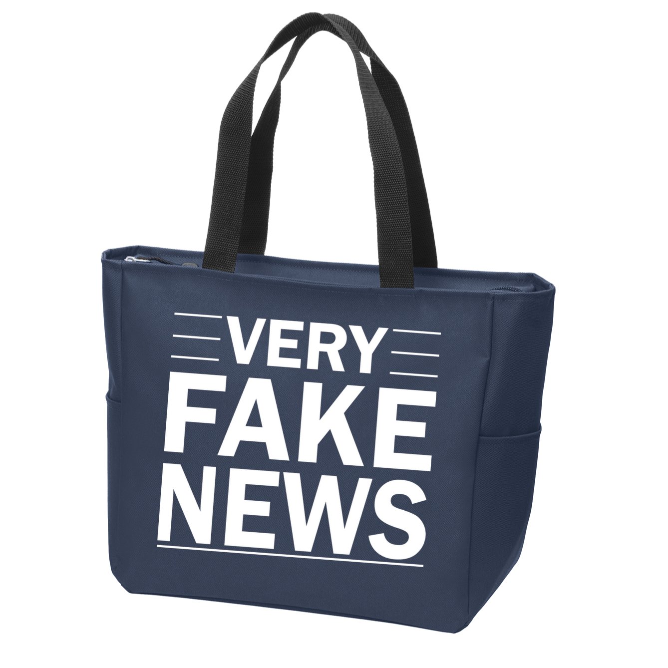 Very Fake News Funny Political Zip Tote Bag