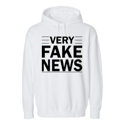 Very Fake News Funny Political Garment-Dyed Fleece Hoodie