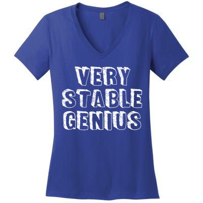 Very Stable Genius Women's V-Neck T-Shirt