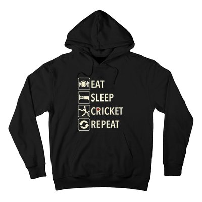 Vintage Eat Sleep Cricket Repeat Cricket Player Hoodie