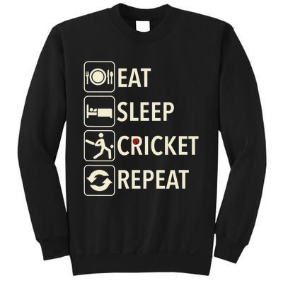 Vintage Eat Sleep Cricket Repeat Cricket Player Sweatshirt