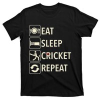 Vintage Eat Sleep Cricket Repeat Cricket Player T-Shirt