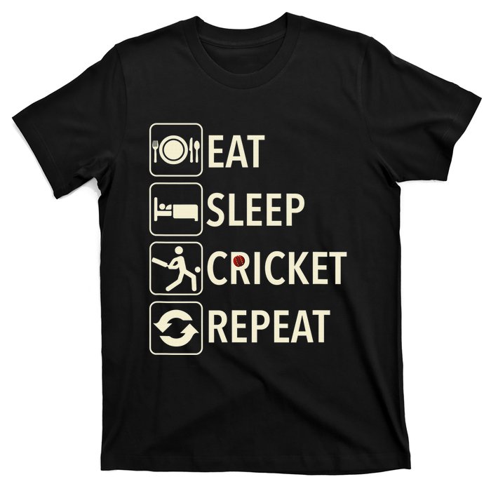 Vintage Eat Sleep Cricket Repeat Cricket Player T-Shirt