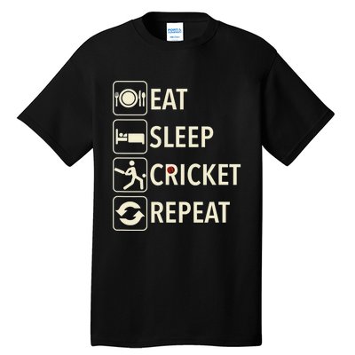 Vintage Eat Sleep Cricket Repeat Cricket Player Tall T-Shirt