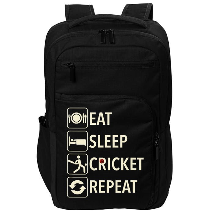 Vintage Eat Sleep Cricket Repeat Cricket Player Impact Tech Backpack