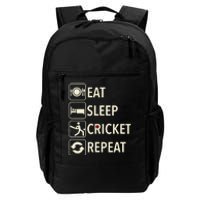 Vintage Eat Sleep Cricket Repeat Cricket Player Daily Commute Backpack