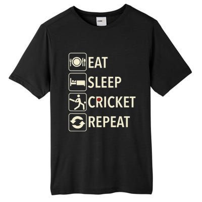 Vintage Eat Sleep Cricket Repeat Cricket Player Tall Fusion ChromaSoft Performance T-Shirt