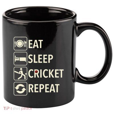 Vintage Eat Sleep Cricket Repeat Cricket Player 11oz C Handle Ceramic Mug