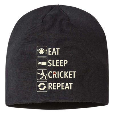 Vintage Eat Sleep Cricket Repeat Cricket Player Sustainable Beanie