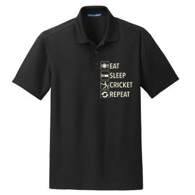 Vintage Eat Sleep Cricket Repeat Cricket Player Dry Zone Grid Polo