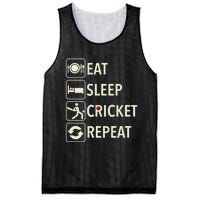 Vintage Eat Sleep Cricket Repeat Cricket Player Mesh Reversible Basketball Jersey Tank