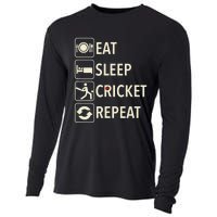 Vintage Eat Sleep Cricket Repeat Cricket Player Cooling Performance Long Sleeve Crew